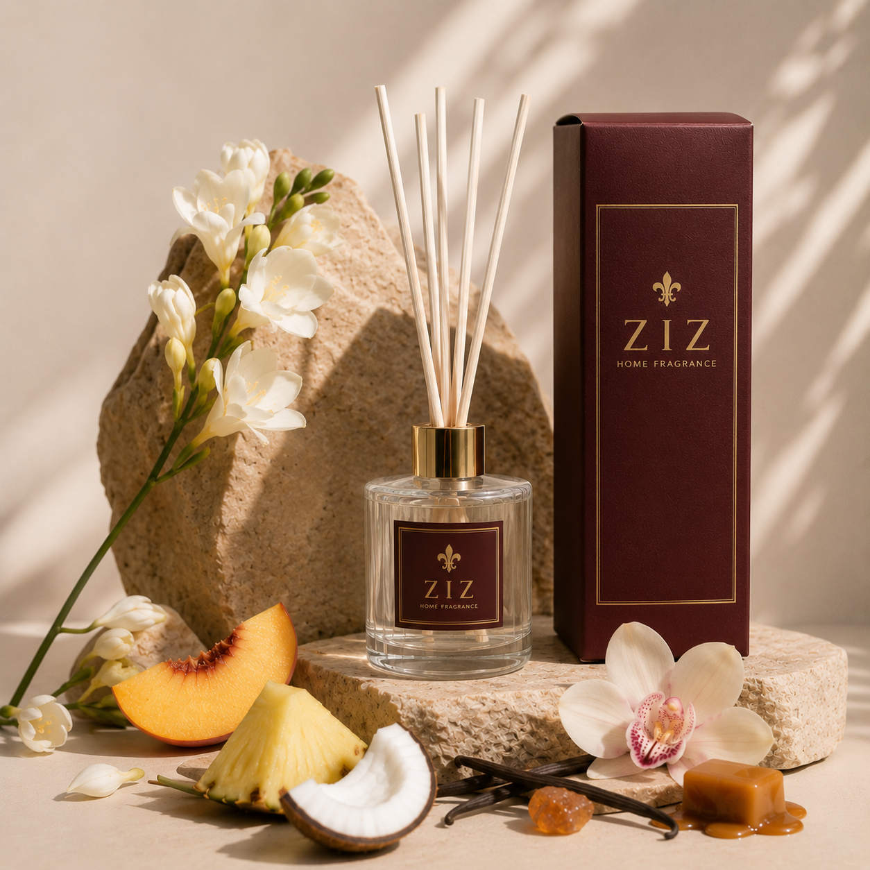 Fragrância Le Jardin da Ziz Parfumerie apresentada como objeto para o living